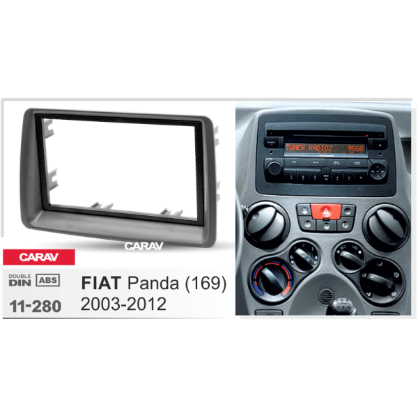 Рамка 2 DIN Fiat Pandа (03-12) CARAV 11-280 Рамка 2 DIN Fiat Pandа (03-12) CARAV 11-280